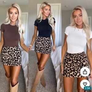 Women’s Leopard Print Mini Skirt with built in shorts